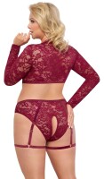 Cottelli CURVES Set mit Langarm-Top & Straps-Slip