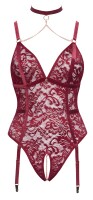 Cottelli CURVES Body ouvert aus edler dunkelroter Spitze