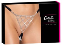 Cottelli LINGERIE String ouvert aus weichen schwarzen Stretchbändern S-L