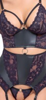 Cottelli LINGERIE Set mit Spitzen-Einsätzen in edlem dunklem Lila