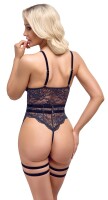 Cottelli LINGERIE Body mit Strapsen und Schenkel-Harnessen