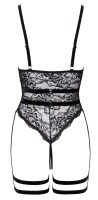 Cottelli LINGERIE Body mit Strapsen und Schenkel-Harnessen