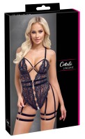 Cottelli LINGERIE Body mit Strapsen und Schenkel-Harnessen